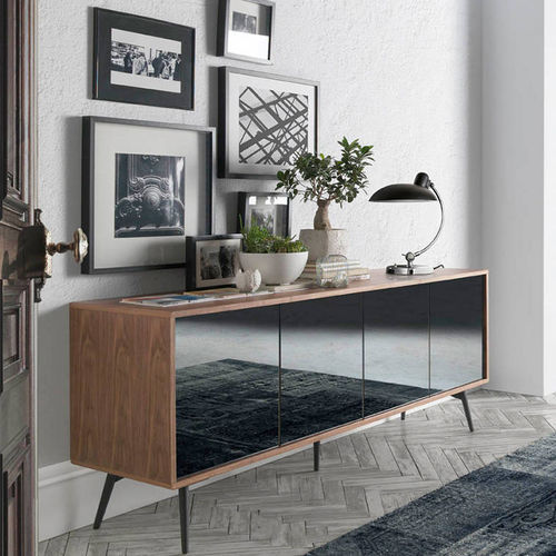Credenza contemporanea - 3061 - Angel Cerdá - in rovere / con rivestimento in vetro temperato / con ante battenti