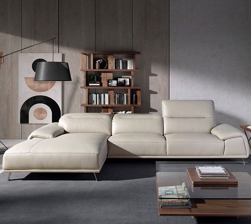 Divano contemporaneo - 6149 - Angel Cerdá - in pelle di mucca / con poggiatesta / beige