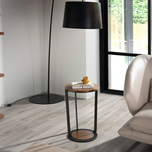 Tavolo d'appoggio design minimalista - 2116 - Angel Cerdá - in noce / con supporto in acciaio inossidabile / con supporto in noce