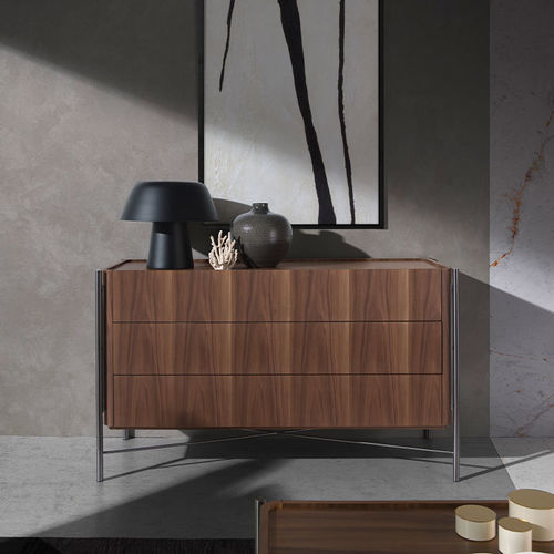 Cassettone contemporaneo - 7139 - Angel Cerdá - in noce / in acciaio inossidabile / rettangolare