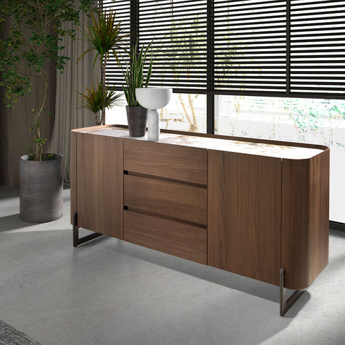 Credenza contemporanea - 3252 - Angel Cerdá - in noce / impiallacciata in legno / in porcellana