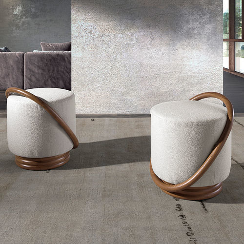 Pouf contemporaneo - 5110 - Angel Cerdá - in tessuto / in legno / tondo
