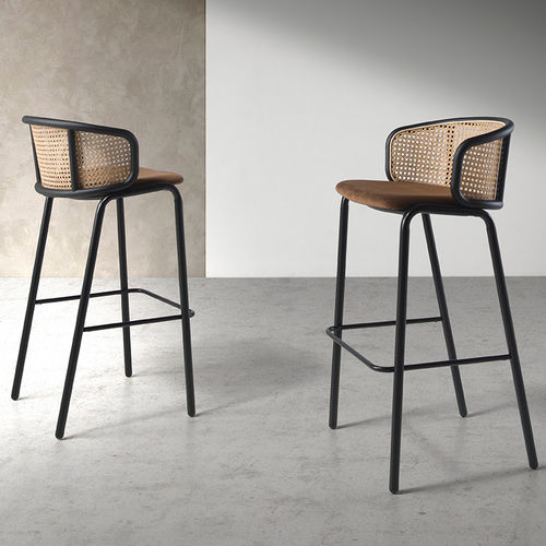 Sedia alta contemporanea - 4128 - Angel Cerdá - da interno / in tessuto / in rattan