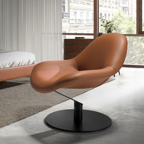 Poltrona contemporanea - 5116 - Angel Cerdá - in ecopelle / marrone / contract