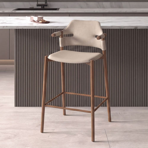 Sgabello contemporaneo - 4253 - Angel Cerdá - in pelle / con supporto in legno / con poggiapiedi