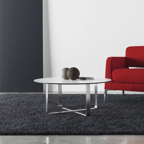 Tavolino basso contemporaneo - LONGWAY - SEGIS - in HPL / con supporto in acciaio / rettangolare