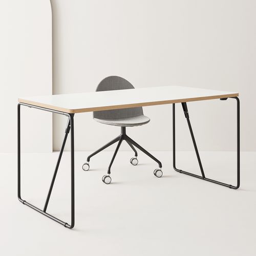 Tavolo da riunione contemporaneo - FOLD-UP - SEGIS - in legno compensato / in laminato / con supporto in acciaio cromato