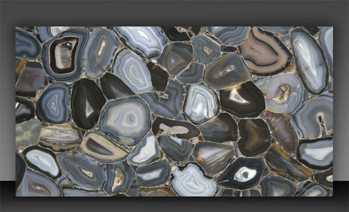 Lastra in pietra in pietra semipreziosa - BLACK AGATE - PAYANINI SRL - per pavimento / per interni / levigata