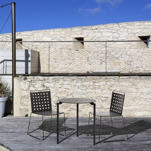 Tavolo contemporaneo - LEG 03-04 - URBANTIME - in HPL / con supporto in metallo / rotondo
