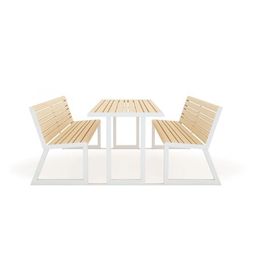 Tavolo da picnic contemporaneo - H24  - URBANTIME - in quercia naturale / in metallo / con supporto in metallo
