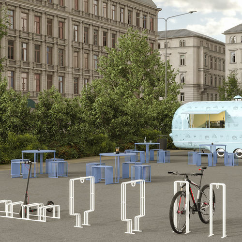 Rastrelliera per biciclette a pavimento - 015  - URBANTIME - verticale / per spazi pubblici / in acciaio con rivestimento a polvere