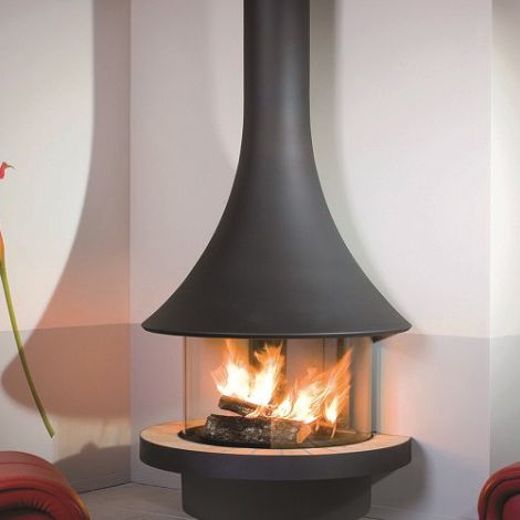Camino a gas - STAND ALONE 75X65 CURVE - Ortal USA - a pavimento / Faccia singola / con focolare chiuso
