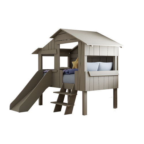 Letto capanna - MINI CABANE TOBOGGAN - MATHY BY BOLS - singolo / con scivolo / in legno