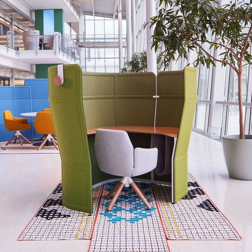 Ufficio POD modulabile - OPENEST PRIVACY DESK - Haworth - in tessuto / in acciaio verniciato / per open space