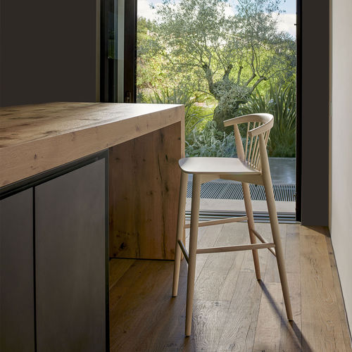 Sgabello contemporaneo - NEWOOD - Haworth - in tessuto / con supporto in legno / imbottito