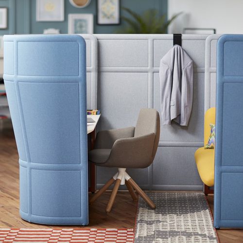 Isola di privacy per ufficio da 2 persone - OPENEST BOOTH - Haworth - in tessuto / di Patricia Urquiola