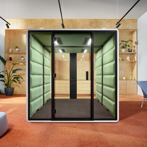 Isola di privacy per ufficio acustica - HUSHFREE.L - Haworth - in laminato / in laminato / in schiuma di poliuretano