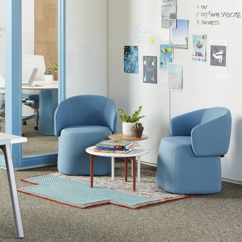 Pouf contemporaneo - OPENEST CHICK - Haworth - in tessuto / in pelle / tondo