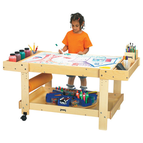 Tavolo da disegno in legno compensato - 58500JC   - Jonti-Craft, Inc. - rettangolare / con contenitore / con rotelle