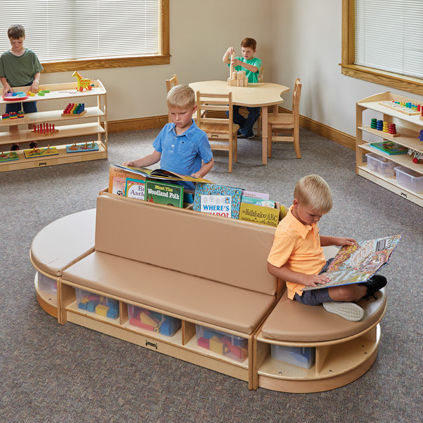 Divanetto imbottito modulare - READ-A-ROUND - Jonti-Craft, Inc. - contemporaneo / in legno / con schienale
