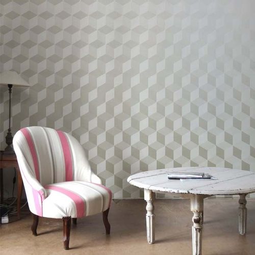 Carta da parati contemporanea - DESIGNLUX#1 - Papiers de Paris - geometrica / a effetto dimensionale / bianca