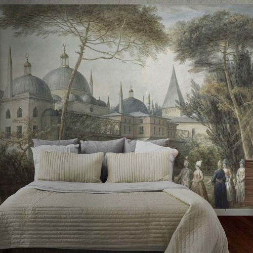 Carta da parati classica - TURKISH SCENE 1/2 - Papiers de Paris - con scene / aspetto carta da parati / grigia