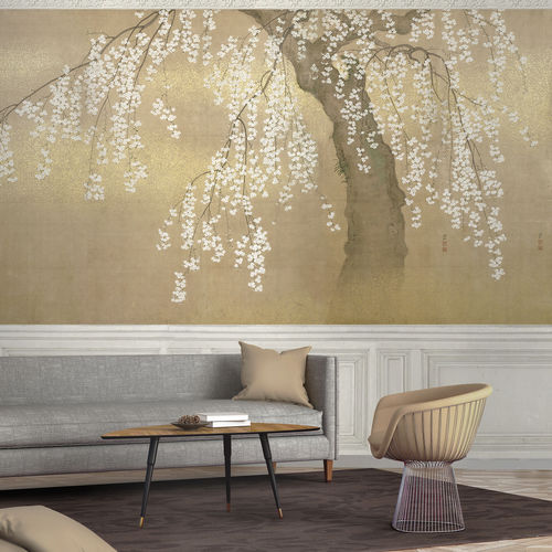 Carta da parati contemporanea - JAPANESE CHERRY - Papiers de Paris - con motivi naturali / aspetto carta da parati / argentata
