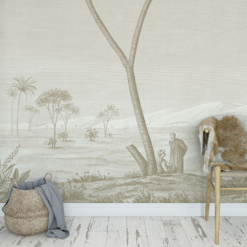 Carta da parati classica - EGYPT - DOUM PALM - Papiers de Paris - con scene / aspetto tessuto / sabbia