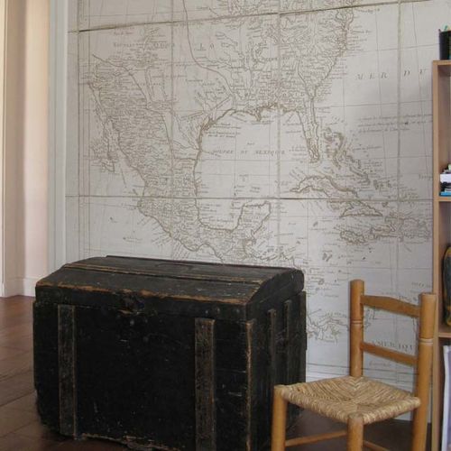 Carta da parati classica - AMERICA 1788 - Papiers de Paris - panoramica / con motivo a mappa / con scene