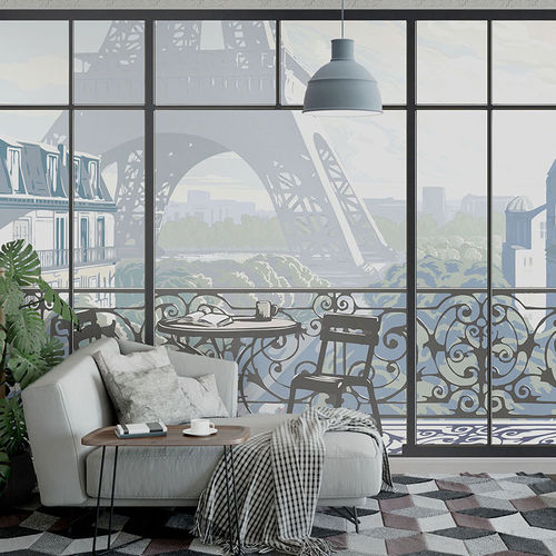 Carta da parati contemporanea - WINDOW ON EIFFEL TOWER #1 - Papiers de Paris - con scene / aspetto carta da parati / con motivo stampato