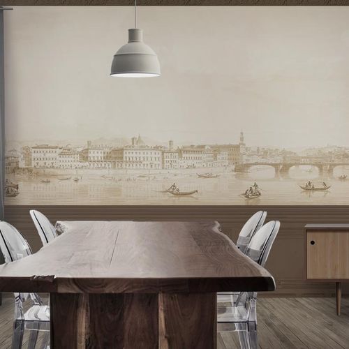 Carta da parati contemporanea - GONDOLES IN FLORENCE - Papiers de Paris - panoramica / con scene / aspetto carta da parati