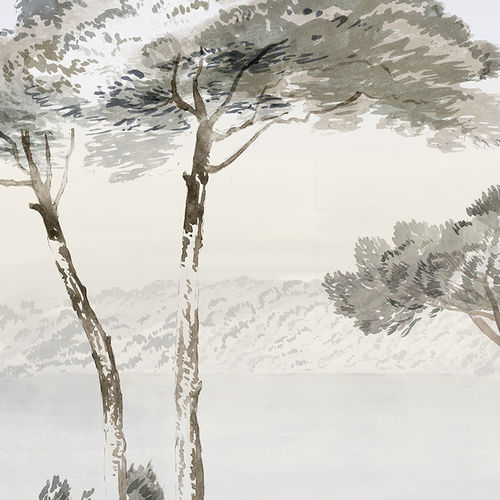 Carta da parati contemporanea - UMBRELLA PINES - Papiers de Paris - con motivi naturali / panoramica / aspetto tessuto