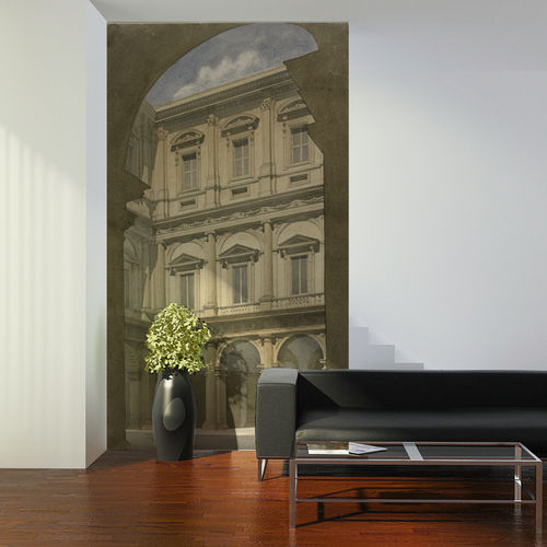 Carta da parati classica - PALAIS FARNESE - Papiers de Paris - con scene / aspetto cemento / blu