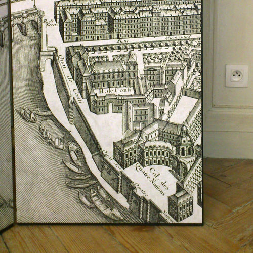 Paravento contemporaneo - PARIS MAP 1739 - Papiers de Paris - in legno / di carta / grigio