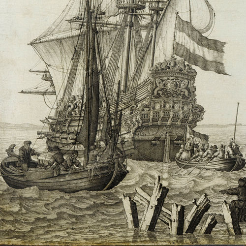 Carta da parati classica - SEASCAPE IN GRISAILLE - Papiers de Paris - con scene / aspetto tessuto / grigia