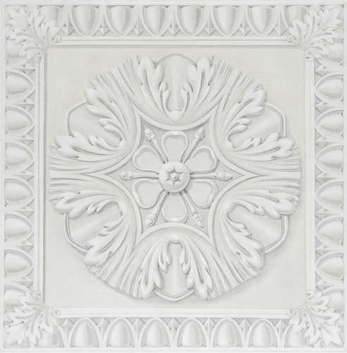 Carta da parati classica - PAINTED COFFERED CEILING - Papiers de Paris - con motivo ad arabeschi / aspetto cemento / grigia