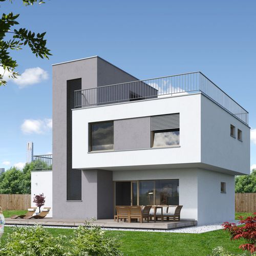 Casa prefabbricata - EK 040 - ekokoncept, wooden prefabricated buildings, d.o.o - sull'albero / contemporanea / a due piani