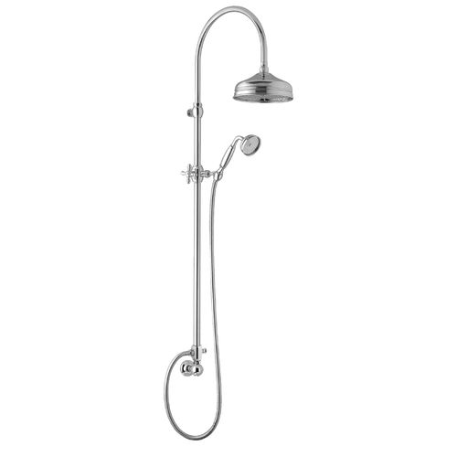 Colonna doccia in acciaio inossidabile - TELESCOPIC COLONIAL - CARIMALI design shower_space - finitura cromata / da parete / classica