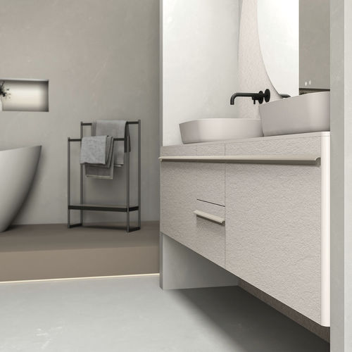 Mobile lavabo doppio - CURVE - Fiora - da appoggio / in resina / design