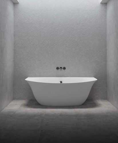 Vasca da bagno asimmetrica - WALLY - Fiora - filomuro / sospesa / per ambiente abitativo