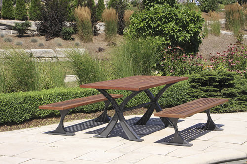 Set tavolo e panca contemporaneo - MLPT1200 - Maglin Site Furniture - in legno / in alluminio / da esterno
