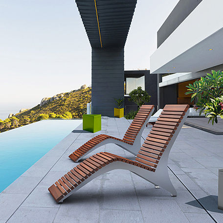 Lettino prendisole contemporaneo - MCL720 - Maglin Site Furniture - in ipè / in acciaio / per spazio pubblico
