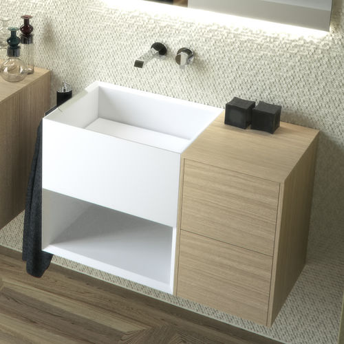 Lavabo sospeso - RETTANGOLO VANO SENZA - SIGN - in ceramica / rettangolare / contemporaneo