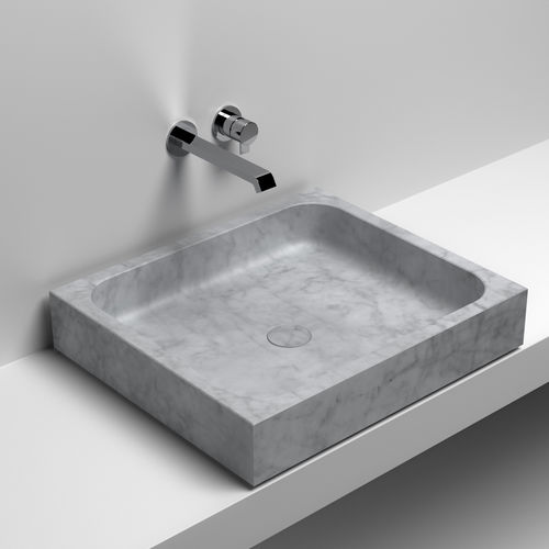 Lavabo da appoggio - QUBICO SENZA - SIGN - in pietra naturale / rettangolare / contemporaneo