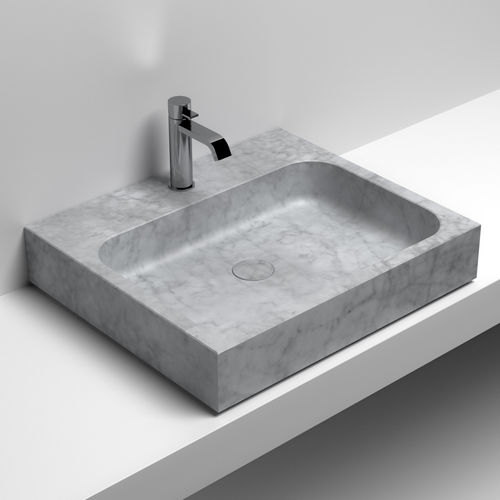 Lavabo da appoggio - QUBICO CON - SIGN - in pietra naturale / rettangolare / contemporaneo