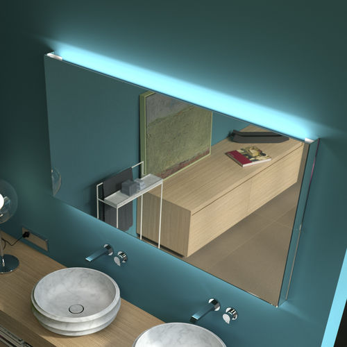 Specchio da bagno a muro - NASTRO - SIGN - contemporaneo / rettangolare / luminoso