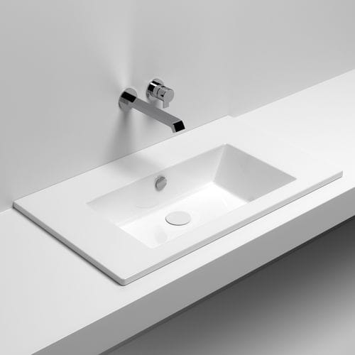 Lavabo da semincasso - STAR 80 - SIGN - in ceramica / con piano integrato / rettangolare