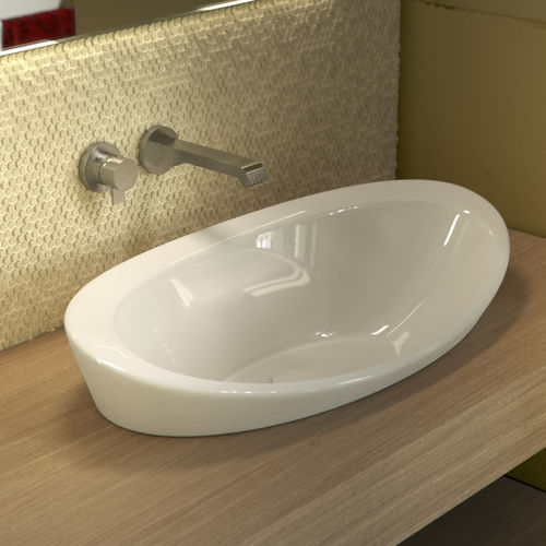 Lavabo da semincasso - ORIGINE - SIGN - in ceramica / con specchio regolabile / ovale