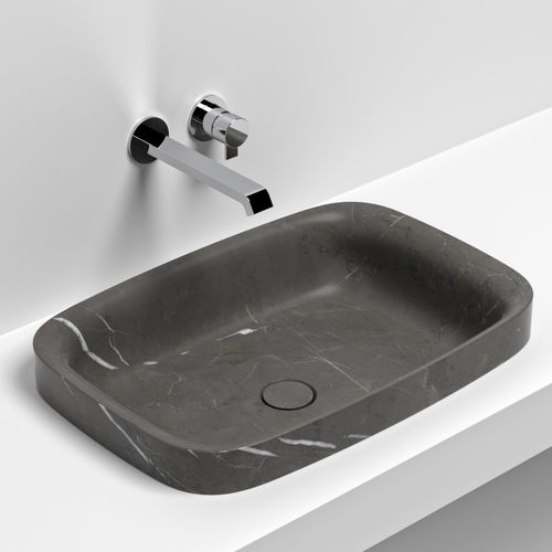Lavabo da semincasso - KALLA INCASSO - SIGN - in pietra naturale / in acciaio inossidabile / con piano integrato