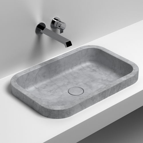Lavabo da incasso - PURA INCASSO - SIGN - in pietra naturale / con piano integrato / rettangolare